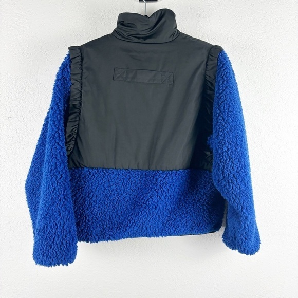 Sandy Liang Mia Two Toned Fleece Zip Up Ruffle Jacket Blue Size XS - Picture 5 of 7